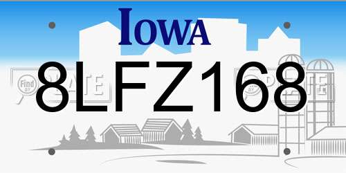 8LFZ168 Iowa License Plate