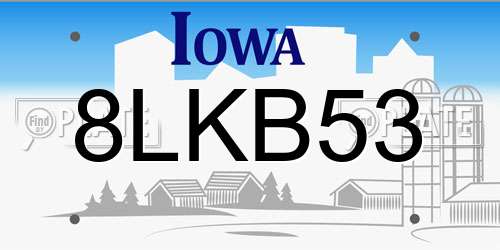 8LKB53 Iowa License Plate