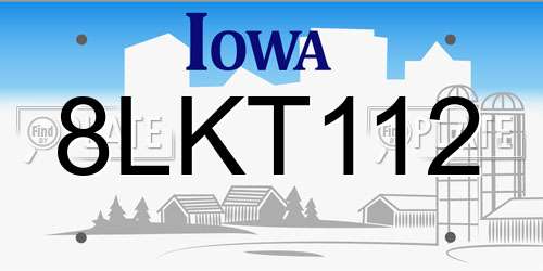 8LKT112 Iowa License Plate