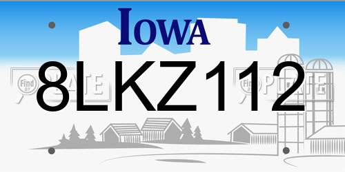 8LKZ112 Iowa License Plate