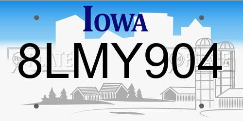 8LMY904 Iowa License Plate