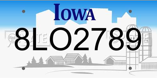 8LO2789 Iowa License Plate