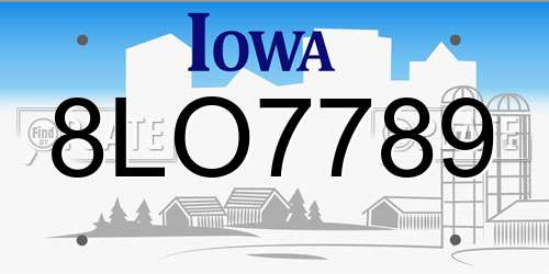 8LO7789 Iowa License Plate