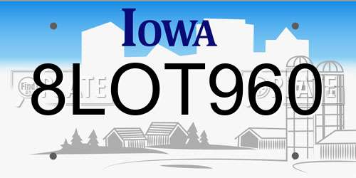 8LOT960 Iowa License Plate