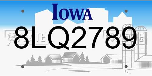 8LQ2789 Iowa License Plate