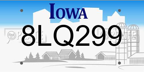 8LQ299 Iowa License Plate