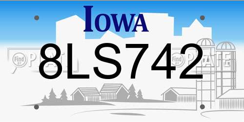 8LS742 Iowa License Plate