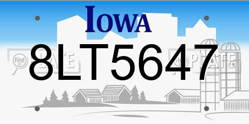 8LT5647 Iowa License Plate