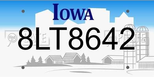 8LT8642 Iowa License Plate