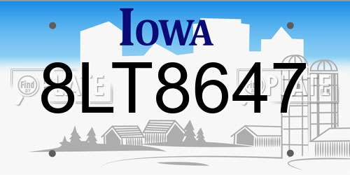 8LT8647 Iowa License Plate