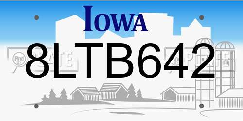 8LTB642 Iowa License Plate