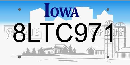 8LTC971 Iowa License Plate