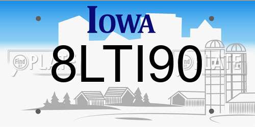 8LTI90 Iowa License Plate
