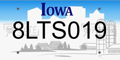 8LTS019 Iowa License Plate
