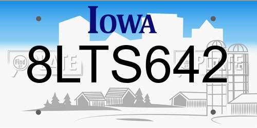 8LTS642 Iowa License Plate