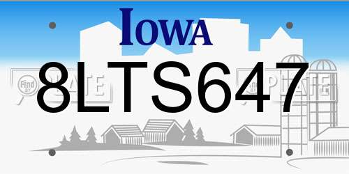 8LTS647 Iowa License Plate