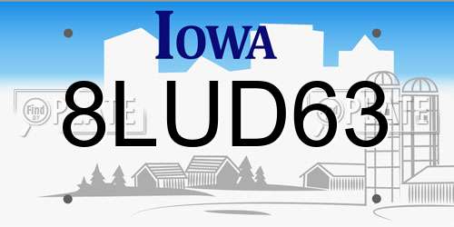 8LUD63 Iowa License Plate