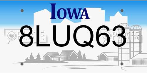 8LUQ63 Iowa License Plate