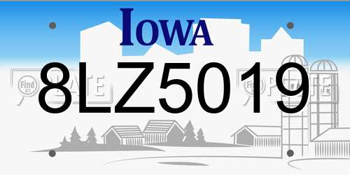 8LZ5019 Iowa License Plate