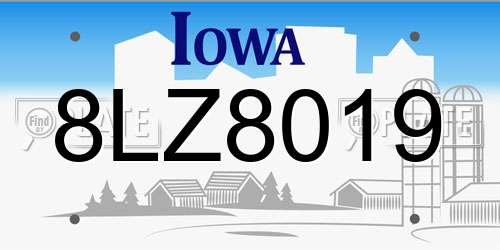 8LZ8019 Iowa License Plate