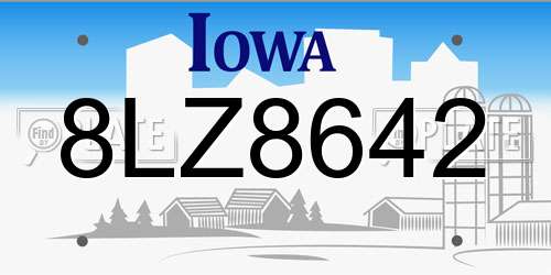 8LZ8642 Iowa License Plate