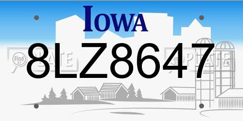 8LZ8647 Iowa License Plate