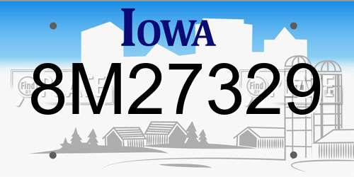 8M27329 Iowa License Plate