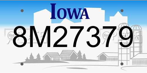 8M27379 Iowa License Plate
