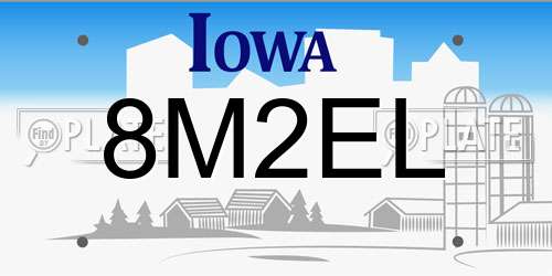 8M2EL Iowa License Plate