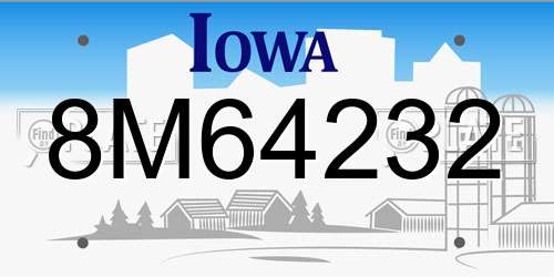 8M64232 Iowa License Plate