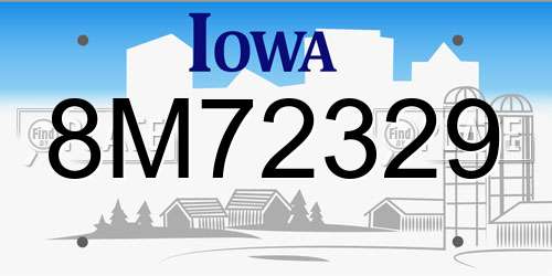 8M72329 Iowa License Plate