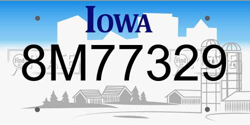 8M77329 Iowa License Plate