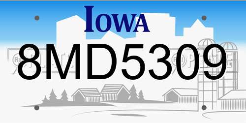 8MD5309 Iowa License Plate