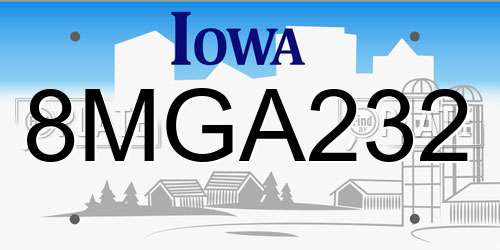 8MGA232 Iowa License Plate