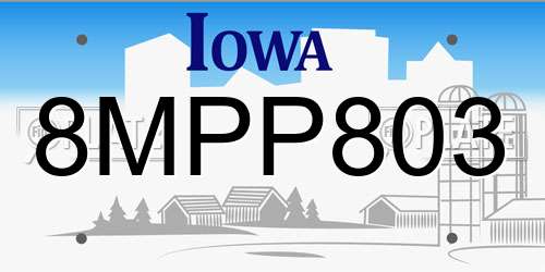8MPP803 Iowa License Plate