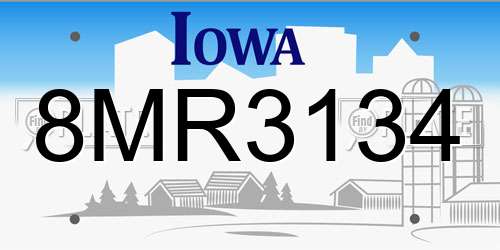 8MR3134 Iowa License Plate