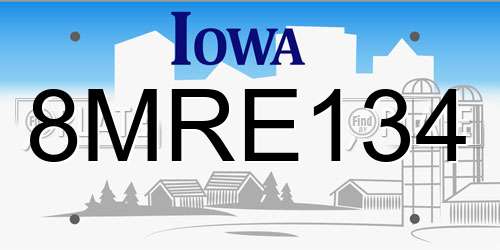 8MRE134 Iowa License Plate