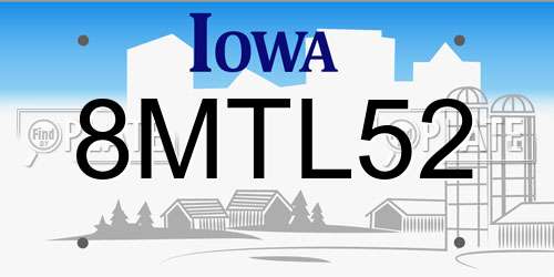8MTL52 Iowa License Plate