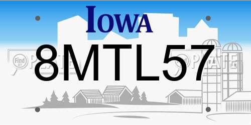 8MTL57 Iowa License Plate