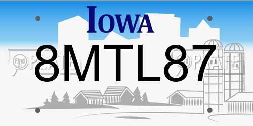8MTL87 Iowa License Plate