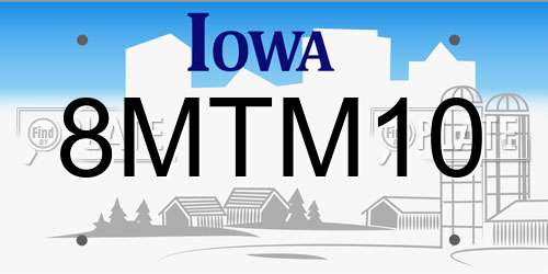 8MTM10 Iowa License Plate