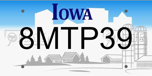 8MTP39 Iowa License Plate