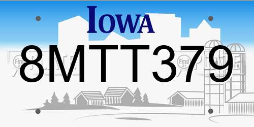 8MTT379 Iowa License Plate