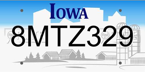 8MTZ329 Iowa License Plate