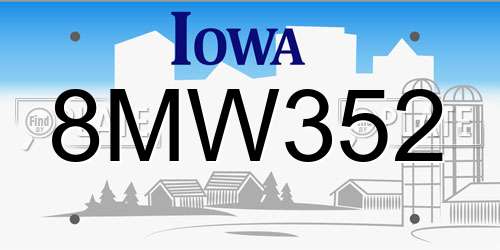 8MW352 Iowa License Plate