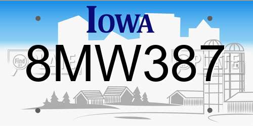 8MW387 Iowa License Plate