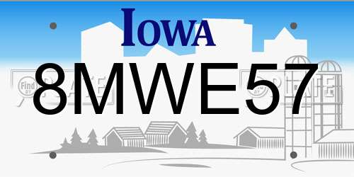 8MWE57 Iowa License Plate