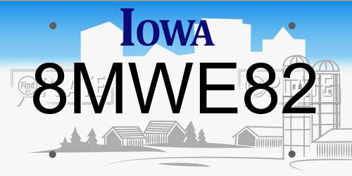 8MWE82 Iowa License Plate