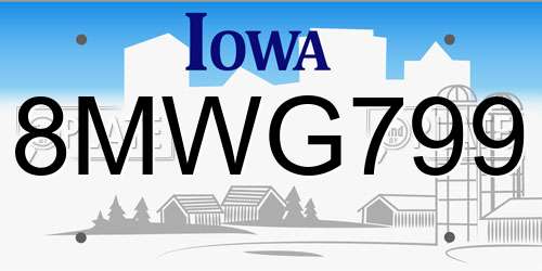 8MWG799 Iowa License Plate
