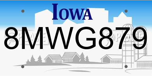 8MWG879 Iowa License Plate